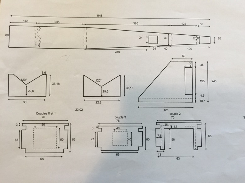 Plan des éléments du fuselage